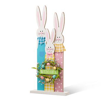 Glitzhome 30"H Unique Charming Easter Wooden Bunny Family Standing Decor