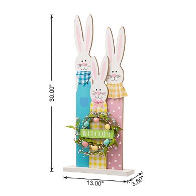 Glitzhome 30"H Unique Charming Easter Wooden Bunny Family Standing Decor