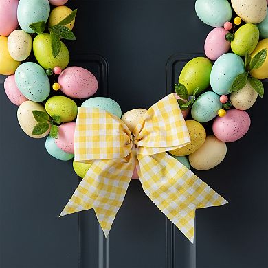 Glitzhome 18"D Handcrafted Easter Vibrant Plastic Egg Shaped Eggs Wreath