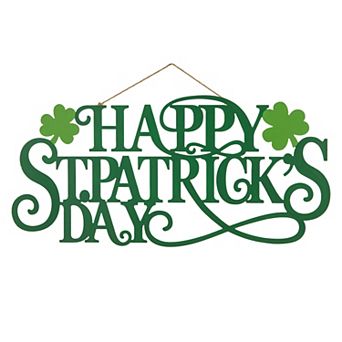 Glitzhome 24"L Metal "HAPPY St. Patrick's Day" Wall Decor with Smooth Cutting