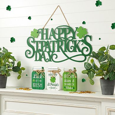 Glitzhome 24"L Metal "HAPPY St. Patrick's Day" Wall Decor with Smooth Cutting