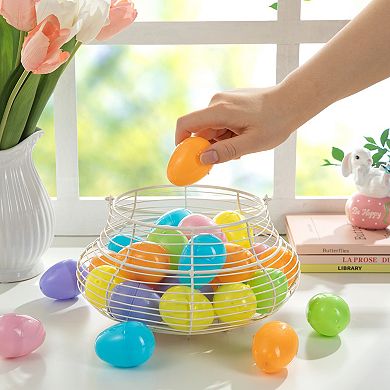 Glitzhome 90PK 2.25"H Easter Plastic Fillable Eggs in 6 Colors