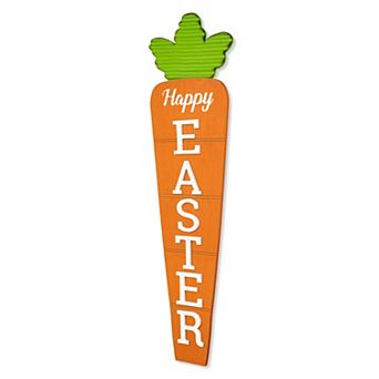 Glitzhome 41.5"H Dimensional Easter Durable Wooden and Metal Carrot Porch Decor