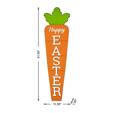 Glitzhome 41.5"H Dimensional Easter Durable Wooden and Metal Carrot Porch Decor