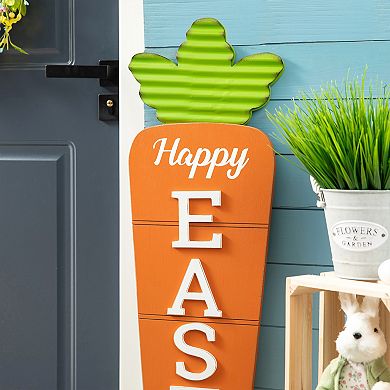 Glitzhome 41.5"H Dimensional Easter Durable Wooden and Metal Carrot Porch Decor