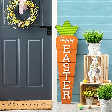 Glitzhome 41.5"H Dimensional Easter Durable Wooden and Metal Carrot Porch Decor
