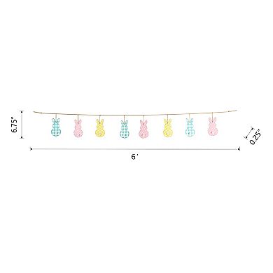 Glitzhome 6ft Easter Metal Shaped Bunny Garland with Rustic Accents