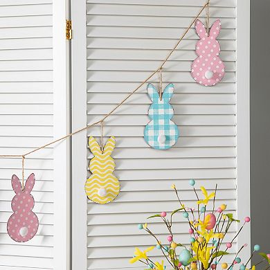 Glitzhome 6ft Easter Metal Shaped Bunny Garland with Rustic Accents