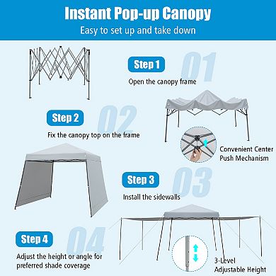 10x10 Ft Pop Up Canopy Tent With Sidewalls and Awning