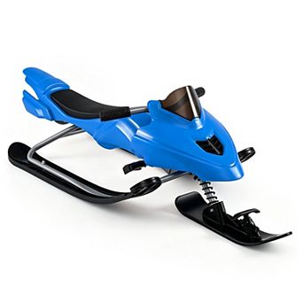 Kids Snow Racer Sled with Steering Handle Foot Brake and Tow Rope for Winter