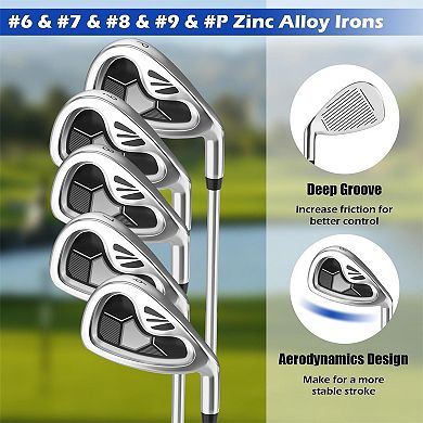 Men's 9 Pieces Complete Golf Club Set-Gray