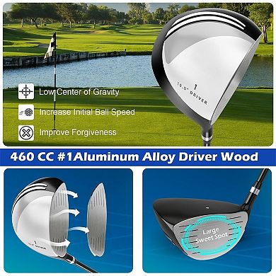 Men's 9 Pieces Complete Golf Club Set-Gray