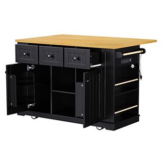 Merax 53inch Large Kitchen Island with Drop Leaf