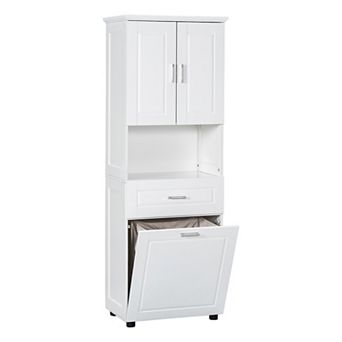 Merax Tall Bathroom Cabinet with Laundry Basket
