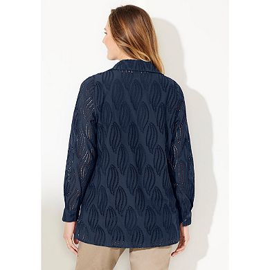 Catherines Women's Plus Size Eyelet Buttonfront Blouse
