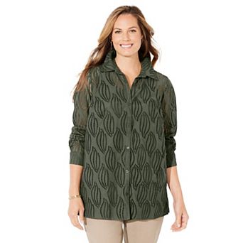 Catherines Women's Plus Size Eyelet Buttonfront Blouse