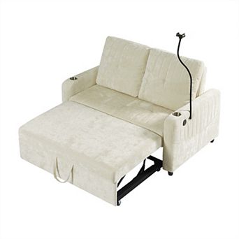 Merax 53.9" Modern Loveseat Pull-out Sofa Bed with Adjustable Backrest
