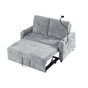 Merax 53.9" Modern Loveseat Pull-out Sofa Bed with Adjustable Backrest