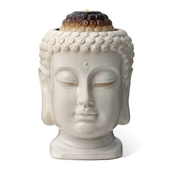 Glitzhome Zen-Style Buddha Head Glaze Ceramic Floor Fountain