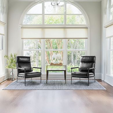 Glitzhome Leatherette Armchair With High Back and Padded Arms