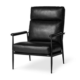Glitzhome Leatherette Armchair With High Back and Padded Arms