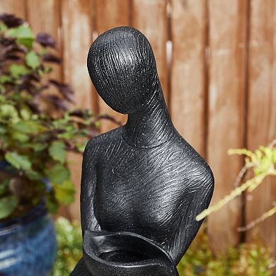 Glitzhome 39.75"H Modern Abstract Women Sculpture Polyresin Outdoor Fountain