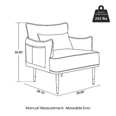 Glitzhome Mid-Century Modern Leatherette Armchair