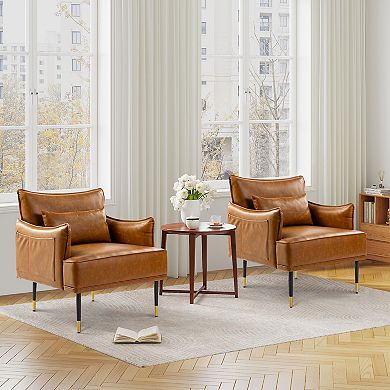 Glitzhome Mid-Century Modern Leatherette Armchair
