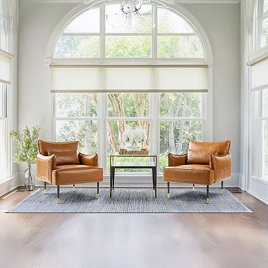 Glitzhome Mid-Century Modern Leatherette Armchair