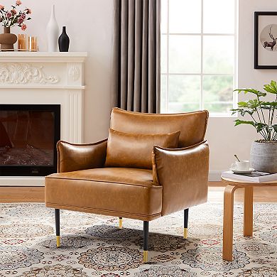 Glitzhome Mid-Century Modern Leatherette Armchair