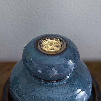 Glitzhome 8.75''H Turquoise Leaf Textured Ceramic Tabletop Fountain