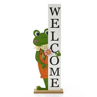 Glitzhome 36"H Elegant Wooden Frog Welcome Porch Décor
