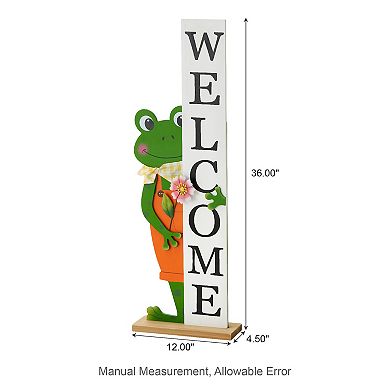 Glitzhome 36"H Elegant Wooden Frog Welcome Porch Décor