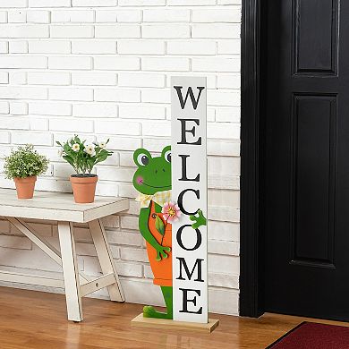 Glitzhome 36"H Elegant Wooden Frog Welcome Porch Décor