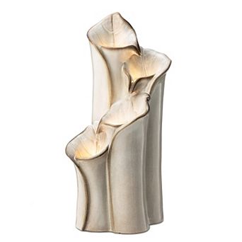 Glitzhome Lotus Leaf Textured Ceramic Vase Outdoor Floor Fountain