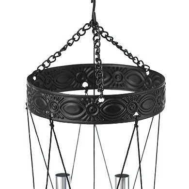 Glitzhome 37"H Solar Lighted Metal and Glass Mosaic Windchime