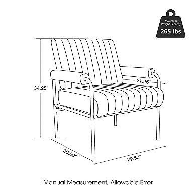 Glitzhome Mid-Century Modern Leatherette and Fabric Combination Armchair