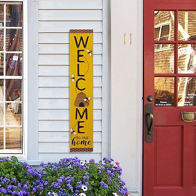 Glitzhome 42"H Solid Wood "WELCOME" Porch Sign with Bee