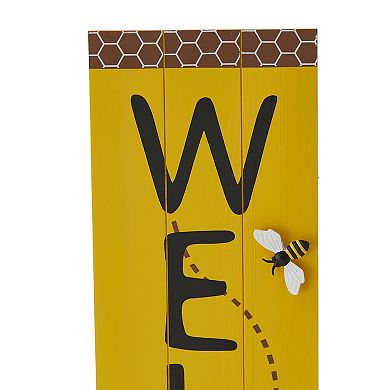 Glitzhome 42"H Solid Wood "WELCOME" Porch Sign with Bee