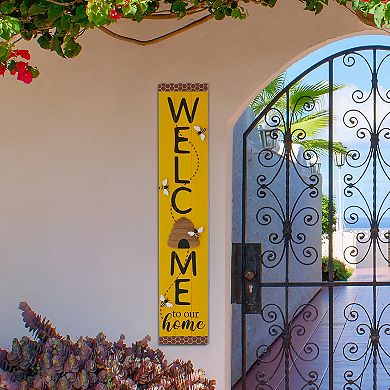 Glitzhome 42"H Solid Wood "WELCOME" Porch Sign with Bee