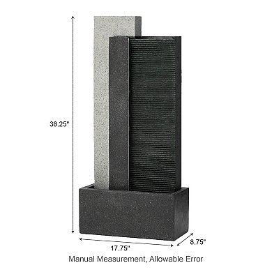 Glitzhome Oversized Morden Textured Surface Polyresin Outdoor Floor Fountain