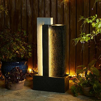 Glitzhome Oversized Morden Textured Surface Polyresin Outdoor Floor Fountain