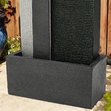 Glitzhome Oversized Morden Textured Surface Polyresin Outdoor Floor Fountain