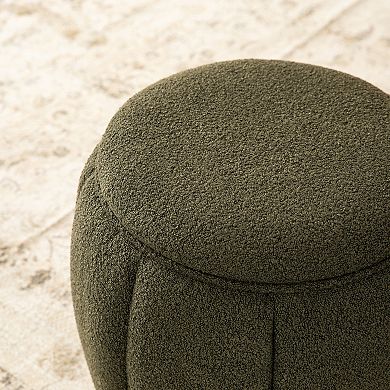 Glitzhome Modern Bistro Boucle Upholstered Accent Stool with Ball Feet