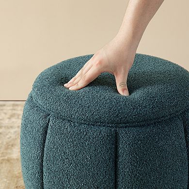Glitzhome Modern Bistro Boucle Upholstered Accent Stool with Ball Feet