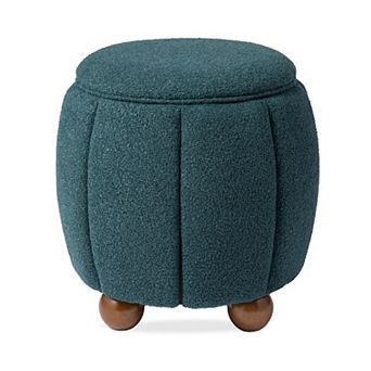 Glitzhome Modern Bistro Boucle Upholstered Accent Stool with Ball Feet