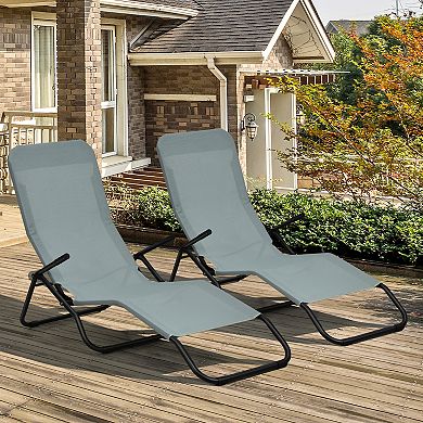 2 Pieces Stackable Portable Patio Chaise Lounger with Rocking Design