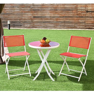 3 Pieces Patio Folding Bistro Set for Balcony or Outdoor Space