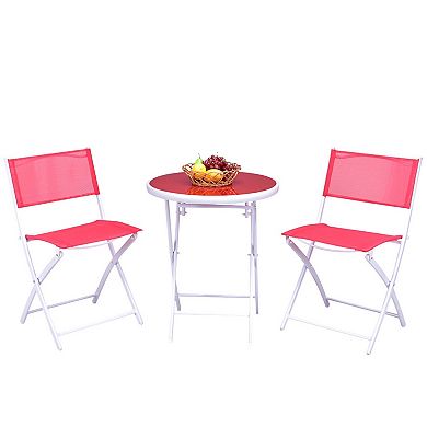 3 Pieces Patio Folding Bistro Set for Balcony or Outdoor Space