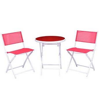 3 pc Patio Folding Bistro Set for Balcony or Outdoor Space